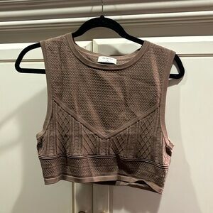 Aritzia Babaton Women Pointelle Knit Tank Deep Taupe Brown